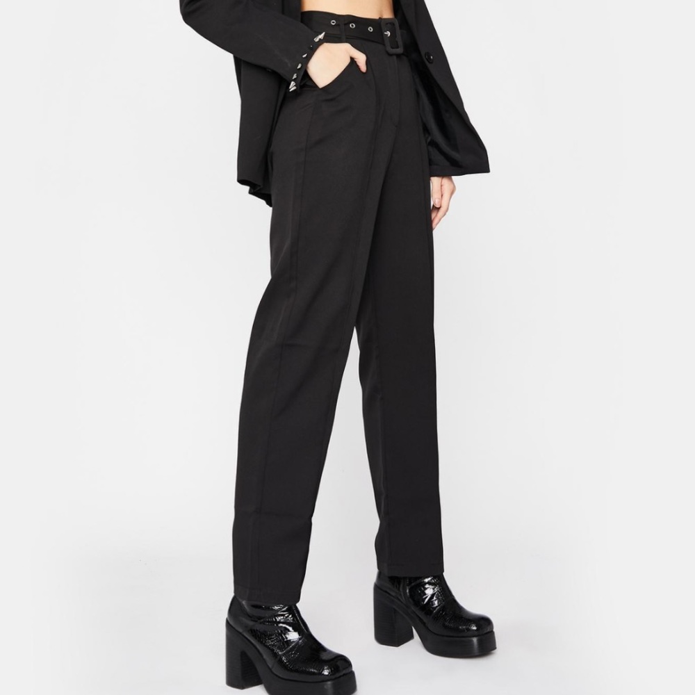 Belted black dolls kill pants